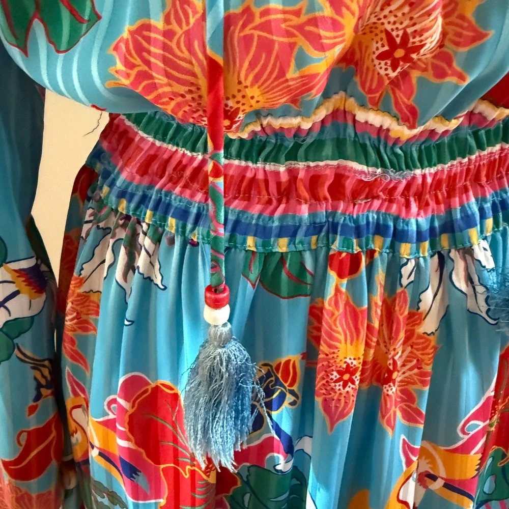 Floral Blue Diane Freis Dress - Picture 3 of 7